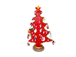 Árvore de Natal de Madeira Red 28cm Decoração Diy e Ornamento de Mesa LAXISCREED