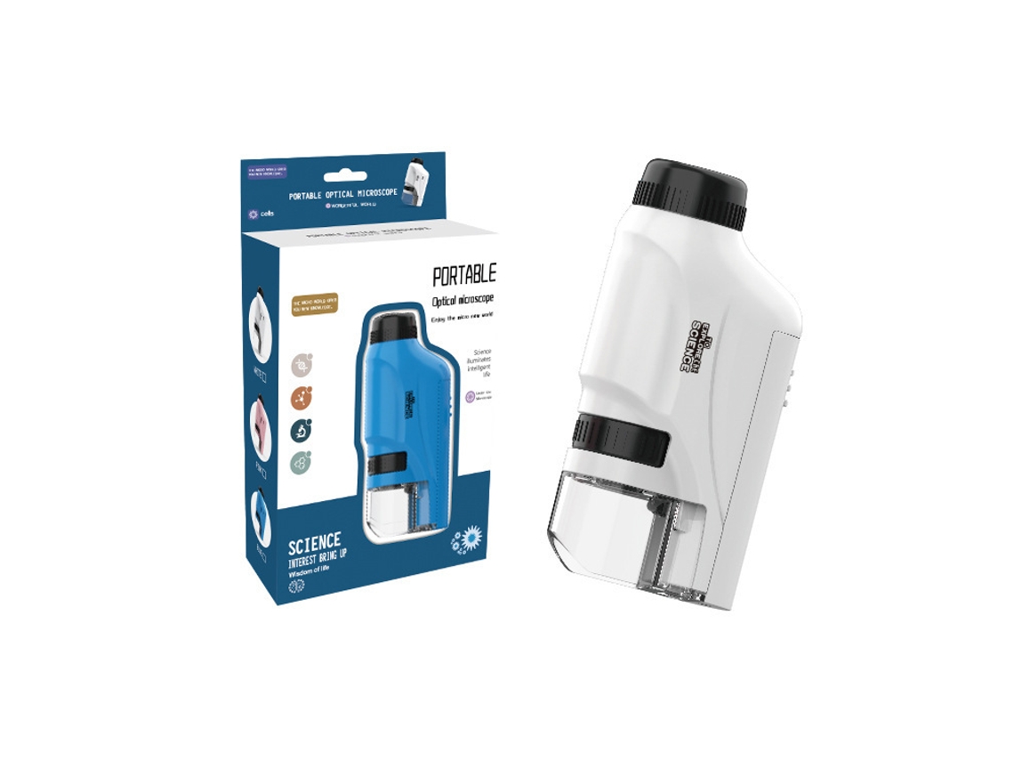 Mini Microscópio de Bolso 60, 120x Microscópio de Laboratório Portátil Alimentado por Bateria com Luz Led Hy Branco BRILVIBERA