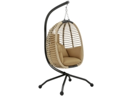 Cadeira Suspensa Dobrável Em Formato De Ovo/cadeira De Balanço Com Almofada E Suporte, Adequada Para Uso Interno E Externo, 110 X 100 X 188 Cm, Bege