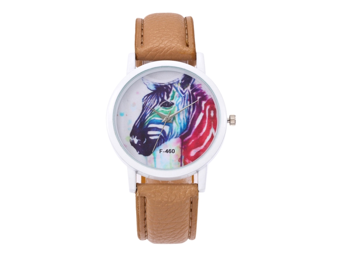Relógio feminino Zhoulianfa F-460a bege, estilo estudante, com mecanismo de quartzo.