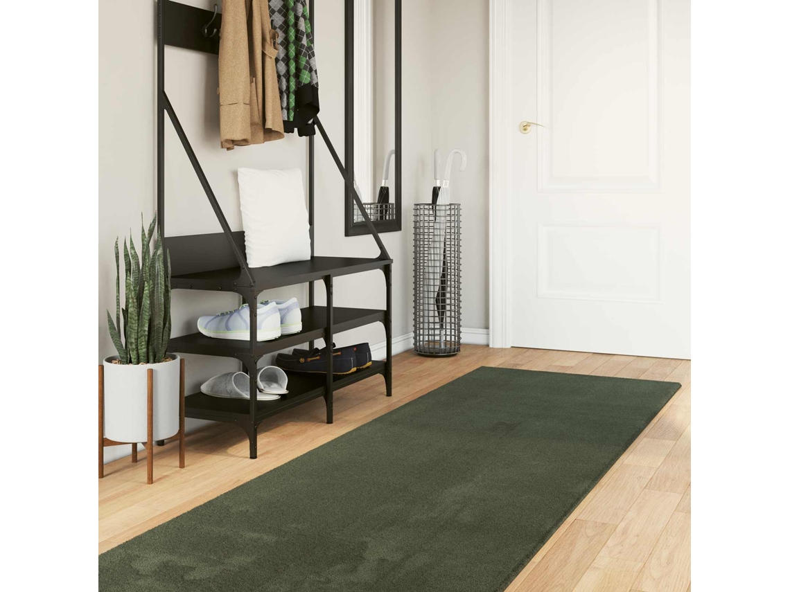 Vidaxl Tapete De Pile Médio, Macio E Lavável Huarte Verde Floresta