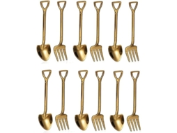 Conjunto de talheres Nova Line, 12 peças de inox, garfos e colheres para sobremesas, café e frutas