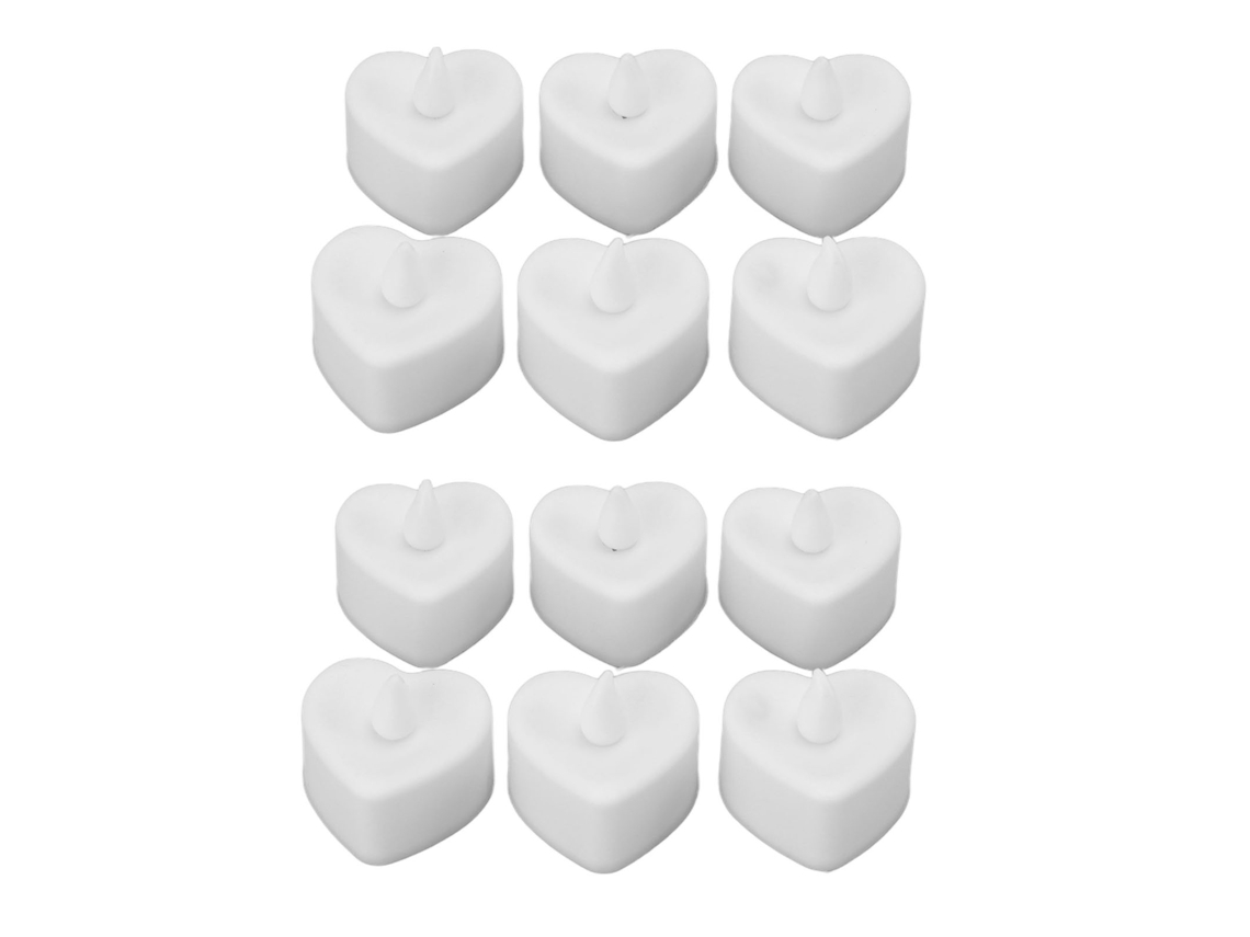 Conjunto de 12 Velas Led em Forma de Coração Sem Fogo para Decoração RNEMITERY