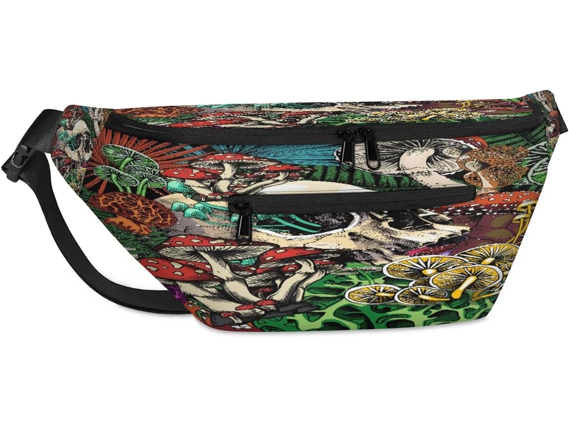 Bolsa de ombro unissex Tropicallife com estampa floral e detalhes em couro, medindo 38 x 25 x 9 x 19 cm, com design impermeável.