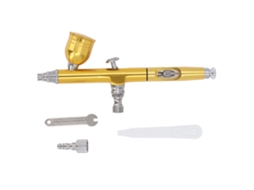 Kit de aerógrafo com bico de 0,3 mm, flocos de 6 cc, dourado para reparo de móveis, decoração de pistas de boliche e pintura de paredes.