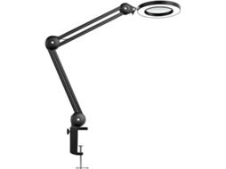 Luminária De Mesa Led Com Aumento, Potente, Lente De Vidro De 125 Mm E 5 Dioptrias Com 3 Modos De Cor E Iluminação Regulável Wel Aquaforge