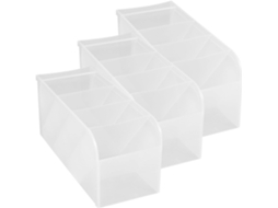 Organizador Vertical Transparente Amosfun de 3 Peças com Vários Compartimentos para Canetas, Porta pincéis Maq