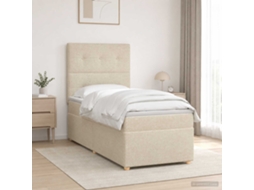 Vidaxl Cama Box Spring Com Colchão Creme 90 X 200 Cm Tecido