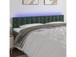 Cabecero con luces LED, terciopelo, 200x5x78/88cm, verde oscuro