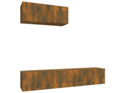 Tv Cabinet Set, Tv Cabinet Sets Vidaxl Marrom Madeira Processada (n/a)