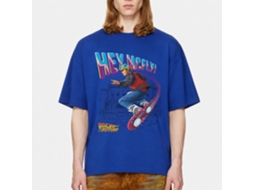 Rockinstone Back To The Future Movie Hey Mcfly Flying Hoverboard Solid Royal Adult T-shirt Size:xl