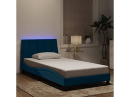 Vidaxl Estrutura de Cama com Led Sem Colchão Hanko 100x200 Cm Veludo Azul