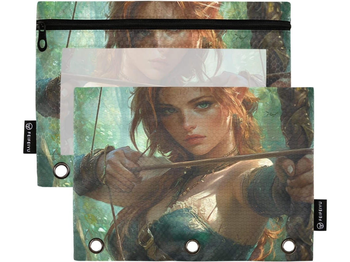 Pasta Escritório Archers Game Com Janela Transparente, Fecho Reforçado Com Ilhós, 3 Compartimentos Lápis