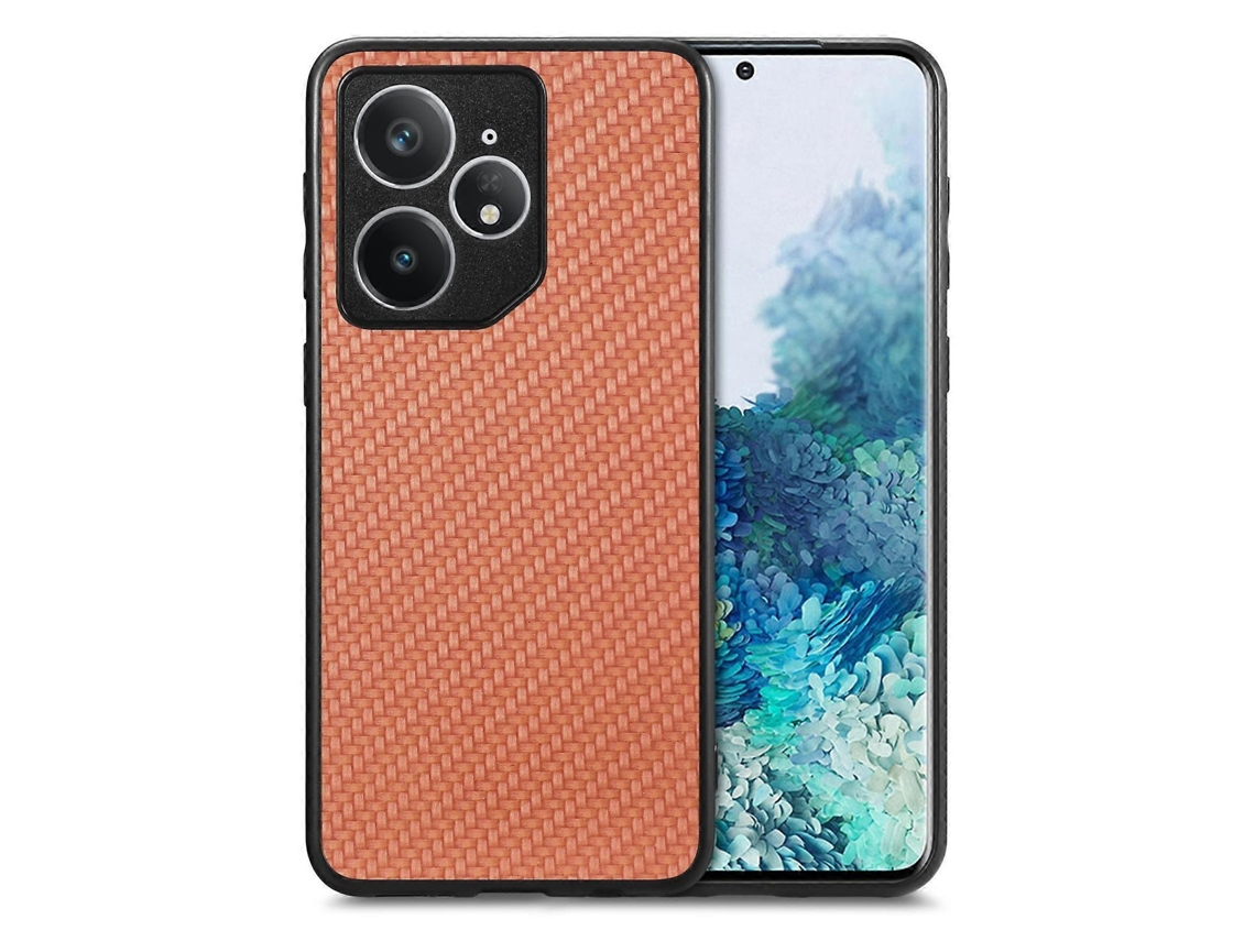 Capa Traseira De Couro Com Textura De Fibra De Carbono Para Celular