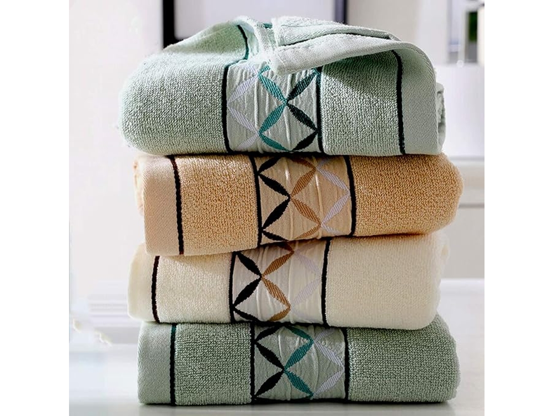 Conjunto de 4 Toalhas de Algodão, 100%, para o Rosto, com Estampa, Super Macias e Altamente Absorventes para Banheiro 36 X 76 Cm AQUAFORGE