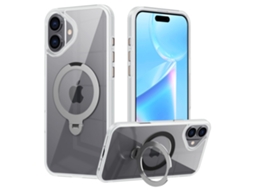 Casa Em Tpu Magnético Com Suporte Para Apple Iphone 16 Branco