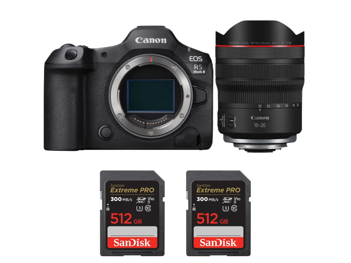 Eos R5 Mark Ii + Rf 10 20mm F/4 L Is Stm + 2 Sandisk 512gb Uhs ii 300mb/s + Ebook “20 Dicas para Fotos Que Impressionam” CANON