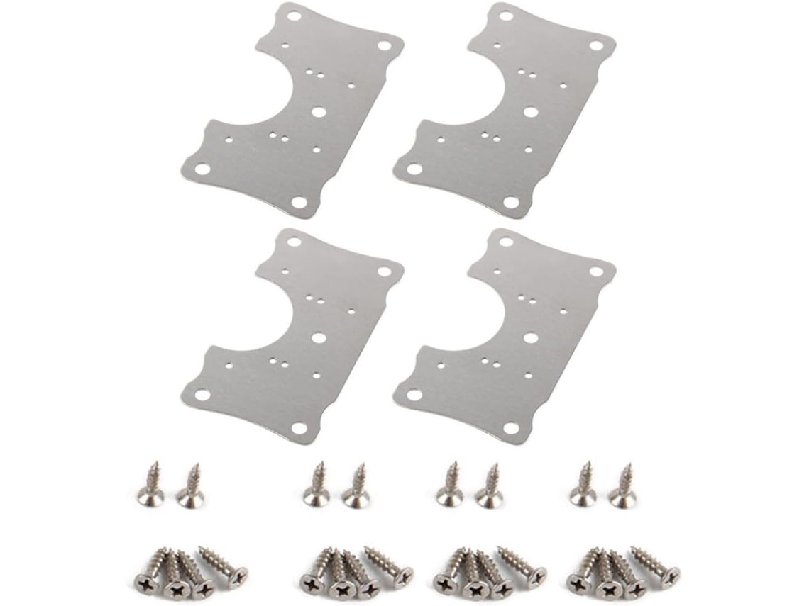 Kit De Reparo Dobradiças Aço Inoxidável Com 4 Peças E Parafusos, Placas De Dobradiça Prateadas 9x5cm Para Armários