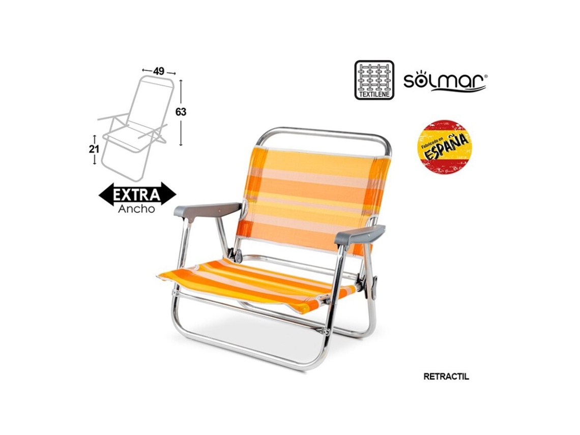 Cadeira De Praia Baixa De Alumínio Reforçada Riscas Mediterrâneo Laranja Solmar Bestway