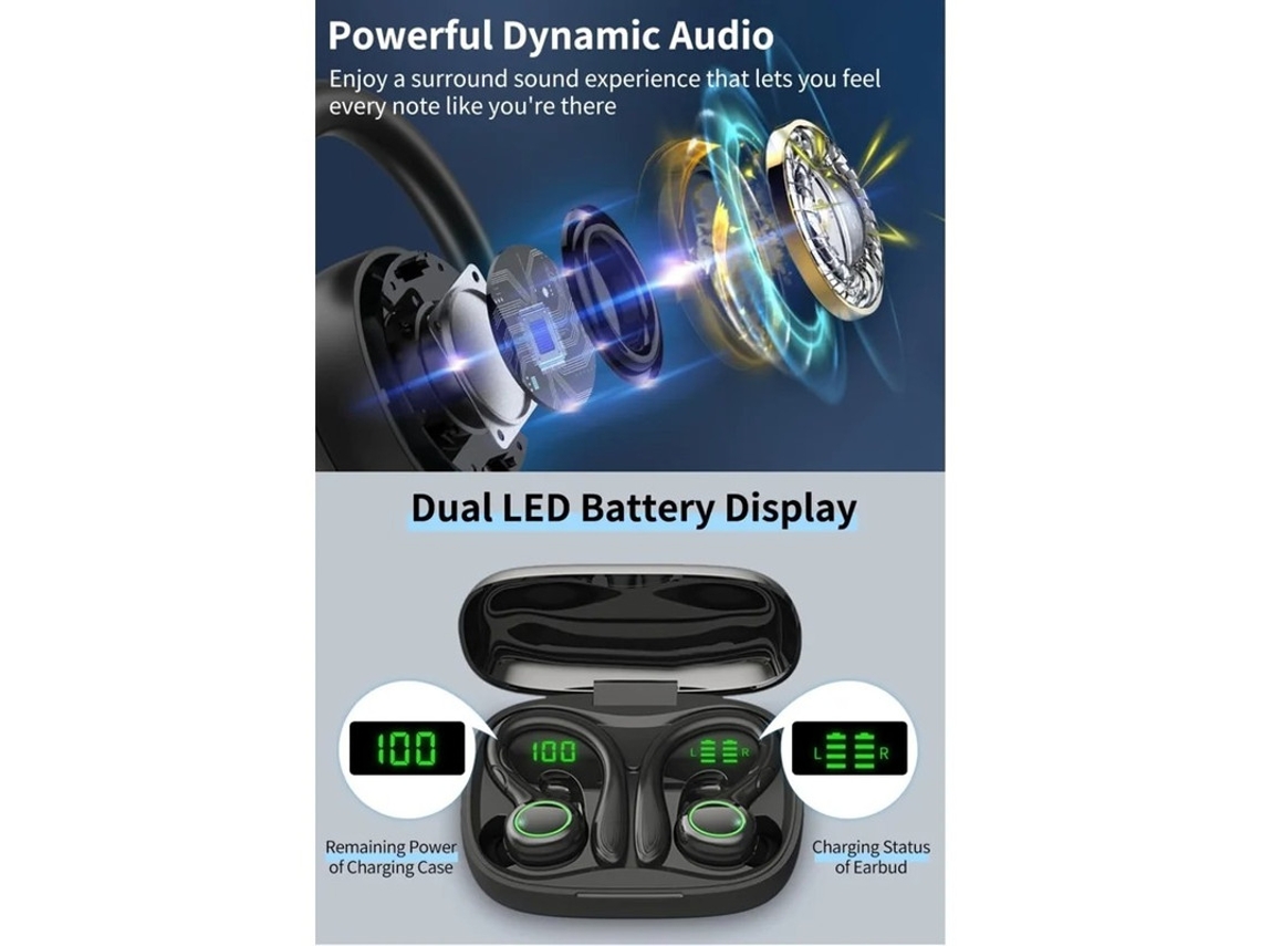 Fones De Ouvido Sem Fio Fones De Ouvido Bluetooth 5.3 Com Reprodução De 60h Fones De Ouvido Sem Fio Com Cancelamento De Ruído Com Display De Bestvite
