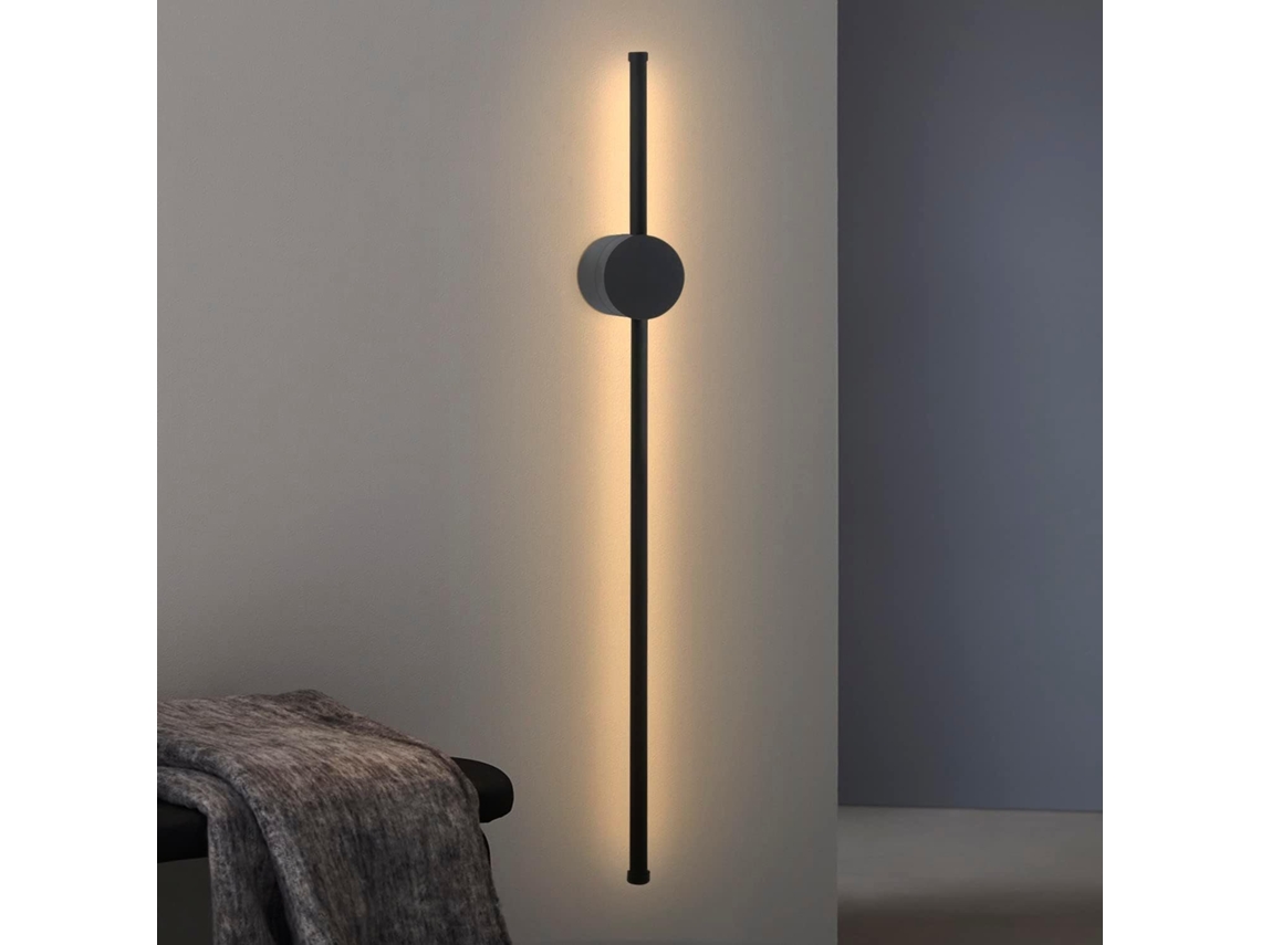 Nettlife Led Arandela 60cm Preta, Design Moderno, Luz Quente 3000k, Indireta Para Sala, Quarto, Corredor, Escadas, Cozinha.