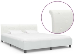 vidaXL Estrutura de cama 160x200 cm couro artificial branco