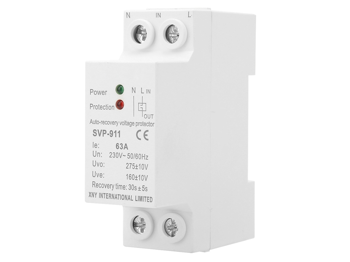 Dispositivo automático de proteção contra sobretensão e subtensão 230 V 63 A com relé de reconexão