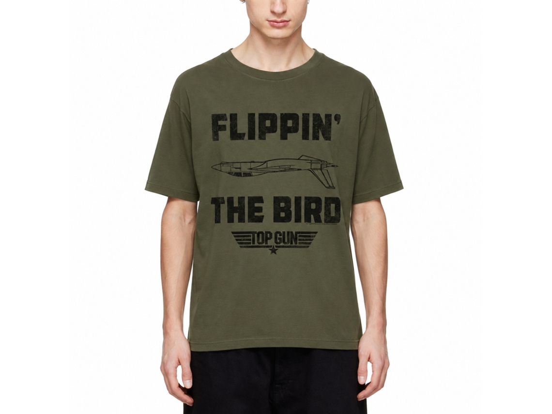 Rockinstone Top Gun Movie Da Bird Solid Military Green Adult T-shirt Size:s