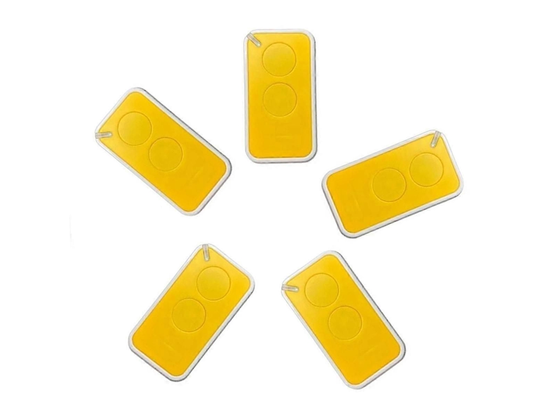 Conjunto de 5 Controles Remotos Universais para Garagem Nice, 433,92 Mhz, Amarelo. TAISHENGDA