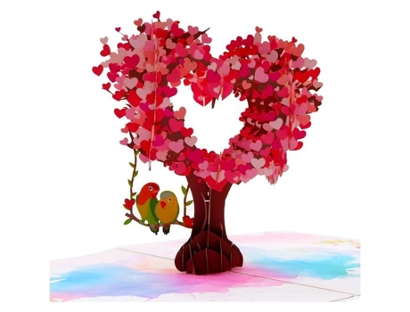 Cartão Pop Up 3d, Árvore Em Forma De Coração Com Pássaros, Romântico, Para Aniversário De Casamento, Aniversário, Amor, Feito À Mão. Remotech