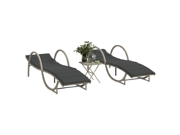 Vidaxl Espreguiçadeiras Com Mesa 2 Pcs Vime Pe Cinzento-claro