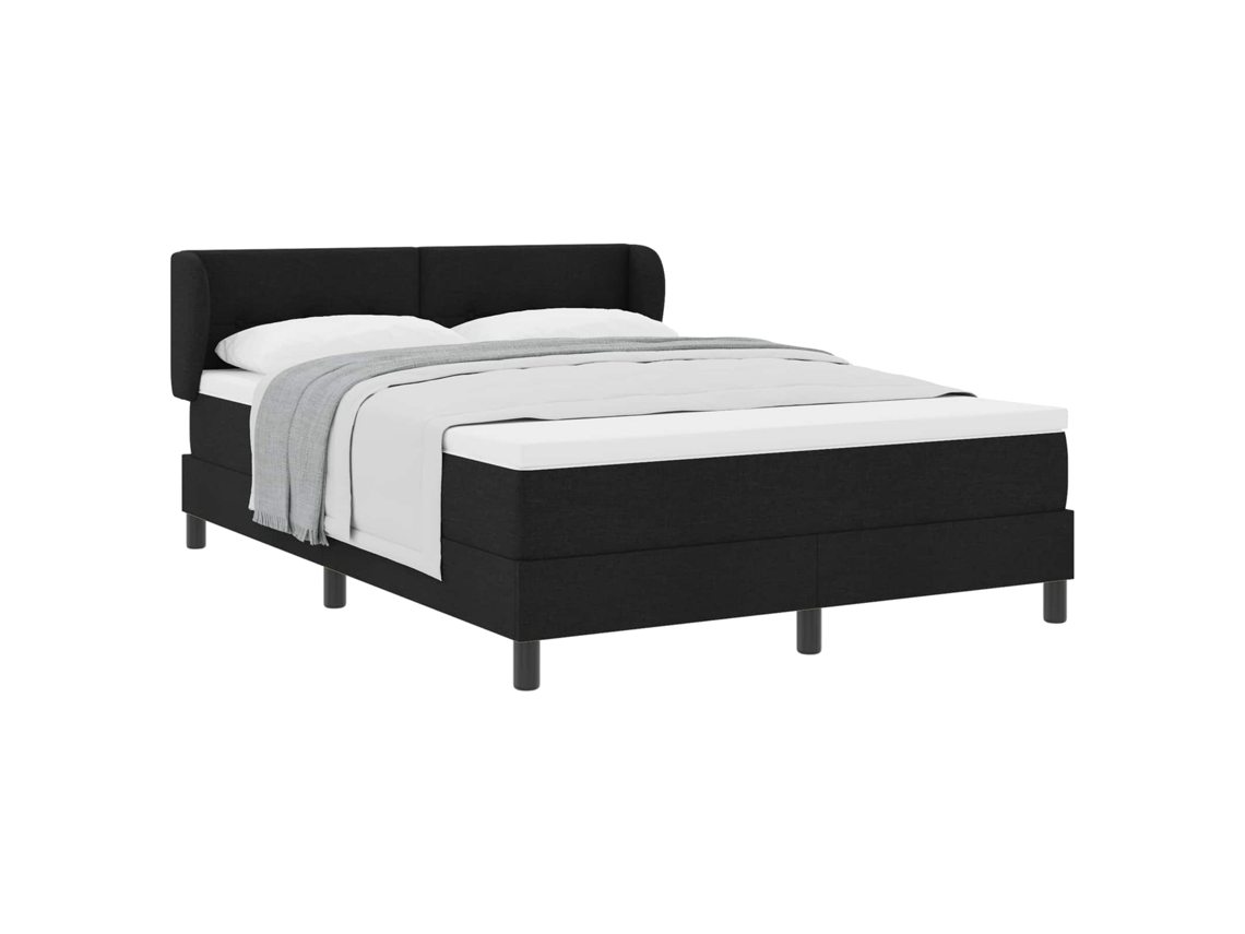 Cama Box com Colchão com Cabeceira Preto 140x200cm Tecido MAISON EXCLUSIVE