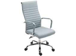 Cadeira De Escritório Giratoria 360° Inclinável Com Altura Ajustável Rodas Apoio De Braços 54x62x104-114 Cm Cinzento Claro