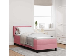 Vidaxl Cama Box Com Cabeceira Manual Rosa 200 X 80 Cm Veludo