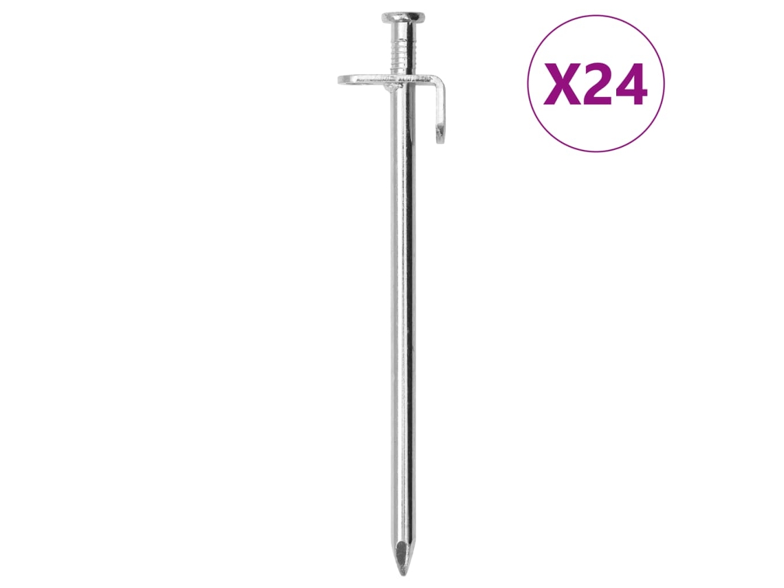 Conjunto 24 Estacas para Tenda VIDAXL Aço Galvanizado