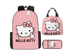 Conjunto De Três Peças De Mochila Escolar Hello Kitty3*