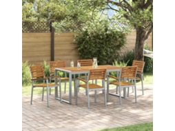 Vidaxl Conjunto De Jantar Para Jardim 7 Pcs Cinzeto