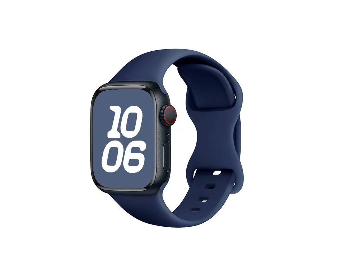 Pulseira de Silicone Halinuia para Apple Watch S1 11/ultra 1 3/se1 2 , Fecho em Formato de Oito, Design Esportivo Respirável,azul Meia noite (38 42mm)
