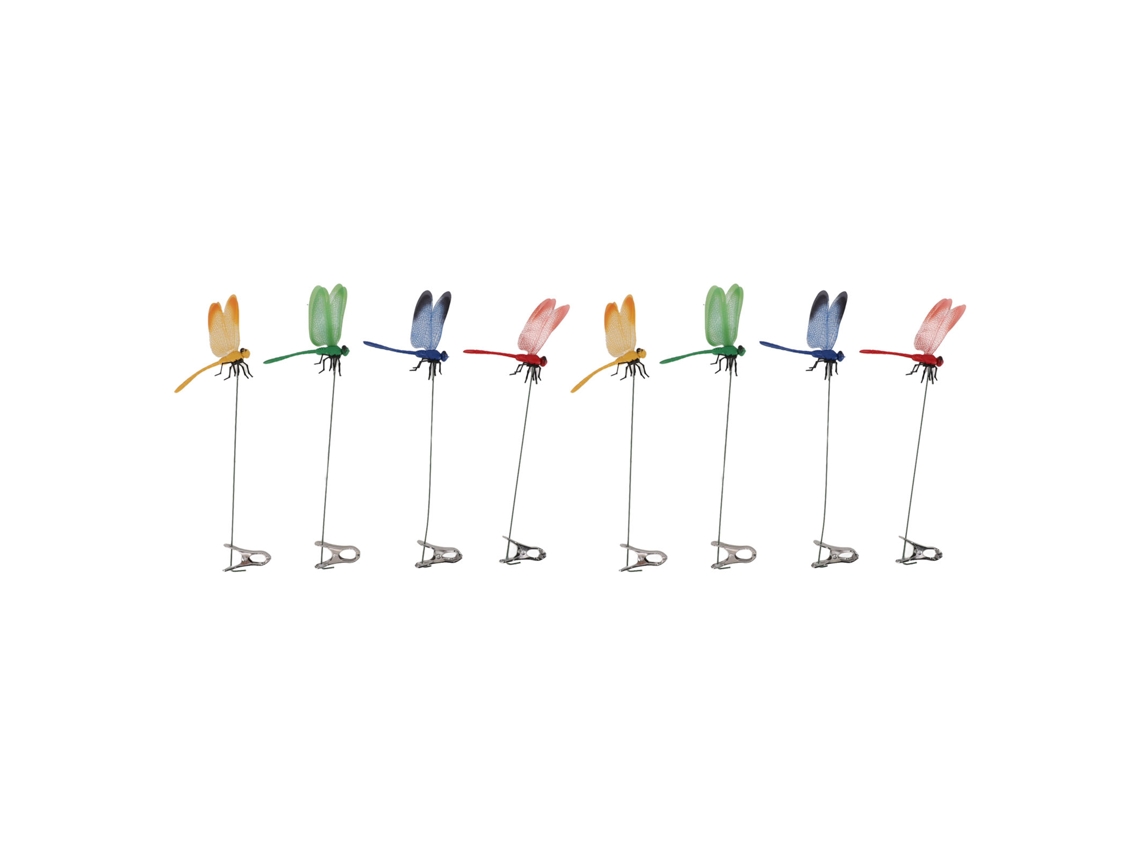 8pcs Grampo Libélula Falsa Decorativa Jardim 3d À Prova D'água