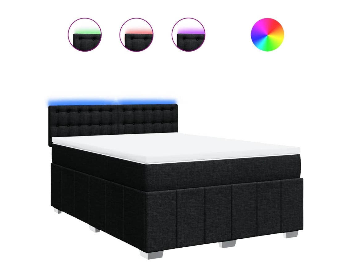 Box Spring Bed, Box Spring Beds Vidaxl Preto Tecido (140 X 200 Cm)