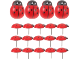 Tachinhas decorativas multifuncionais com design de joaninha, caixa com 50 unidades, fáceis de guardar e substituir.