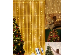Cortina De Luzes Led, 300 Díodos, 3 M, Comando Remoto, Usb, Para Decoração De Casa, Festas, Jardim E Eventos