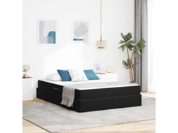 Vidaxl Cama Com Arrumação E Colchão Preto 140 X 200 Cm Veludo
