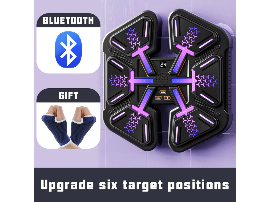 Preto Kaload Máquina Boxe Inteligente Bluetooth Música 6 Alvos Adultos Crianças Treinamento Casa Luvas Inclusas