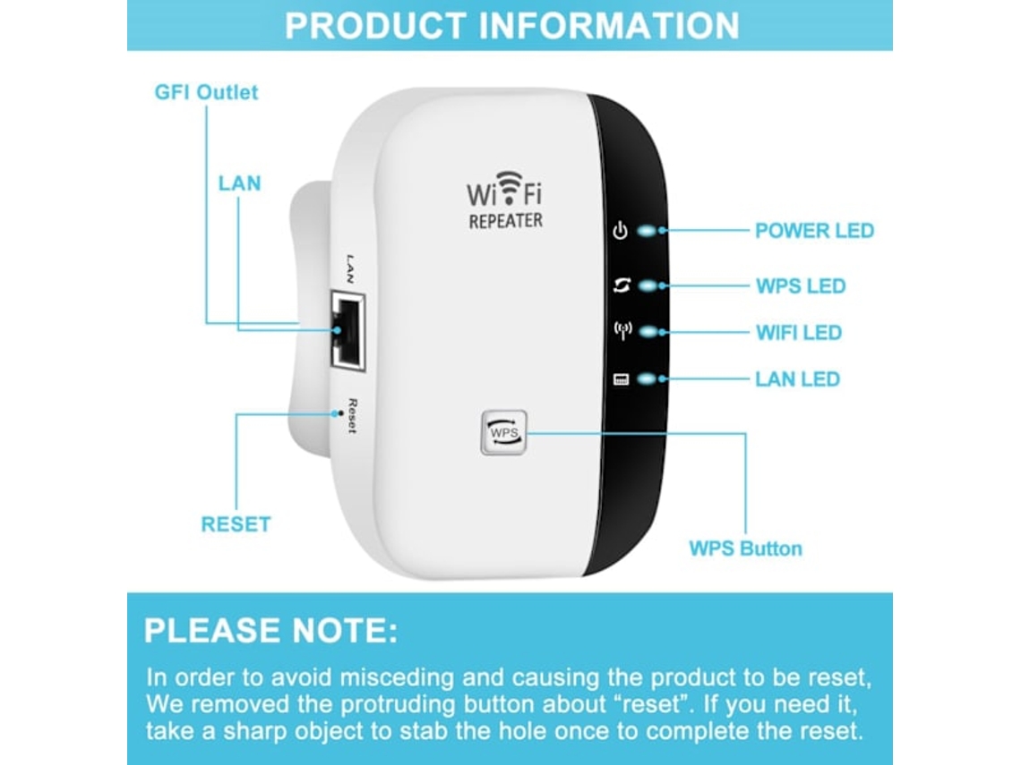 QSN_2024 Extensor Wi-Fi, Amplificador Wi-Fi, Repetidor Wi-Fi, Cobertura de até 3000 m², Conecta 45 Dispositivos, Amplificador Slowmoose