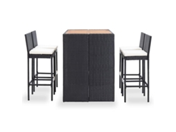 Maison Exclusive - 5 Pcs Conjunto De Bar Jardim Vime Pe E Madeira Acácia Preto
