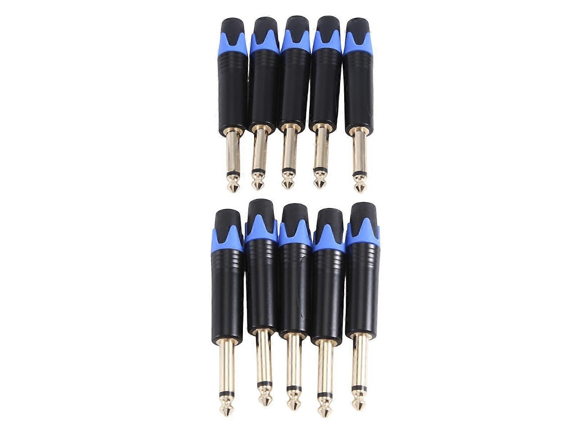 10 Peças De Placagem De Ouro Plug Mono Profissional 2 Polos 6,35mm 6,5mm Jack Estéreo 6,35mm Azul Sygo