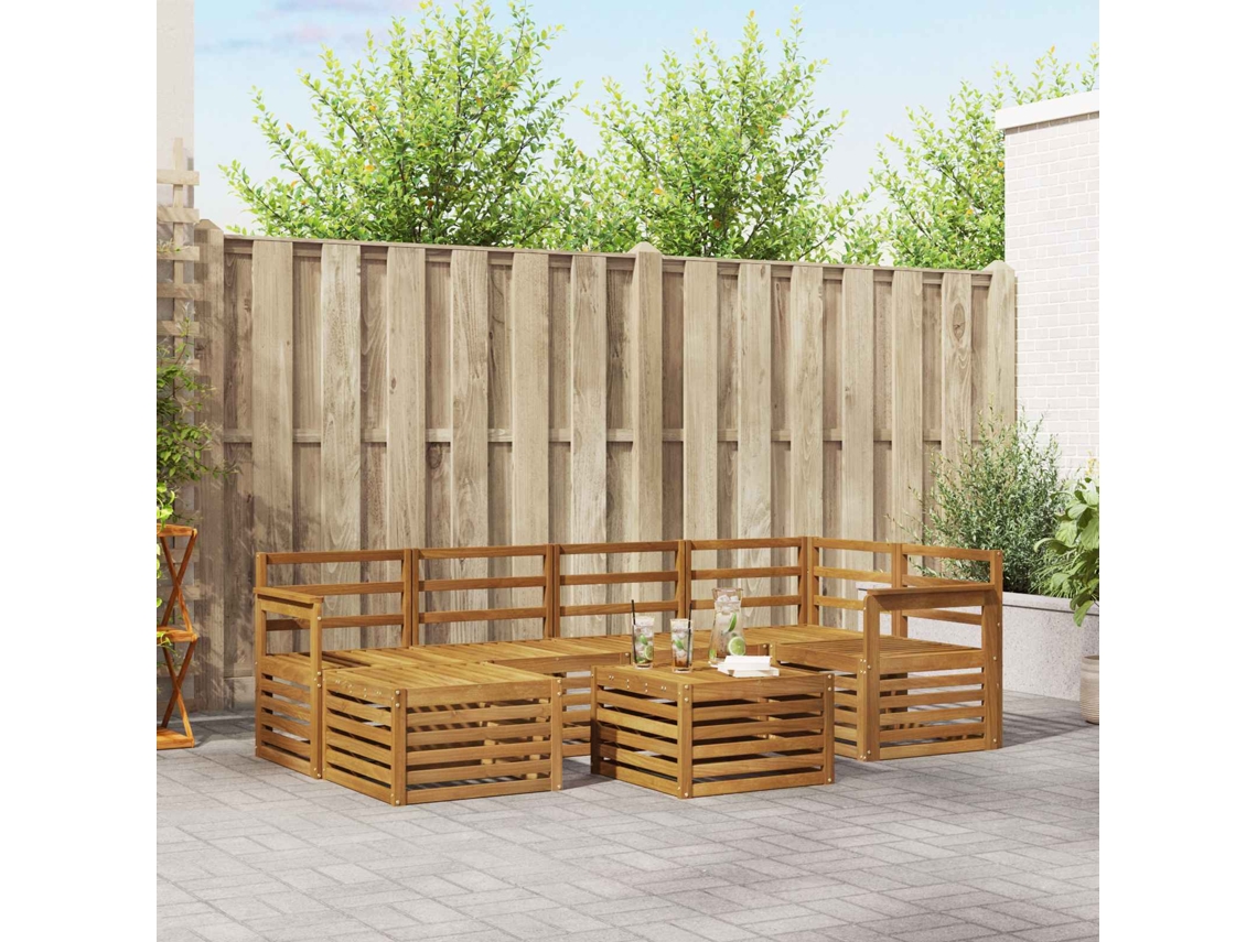 Vidaxl Conjunto De Sofás Para Exterior 7 Unid. Natural Poliéster
