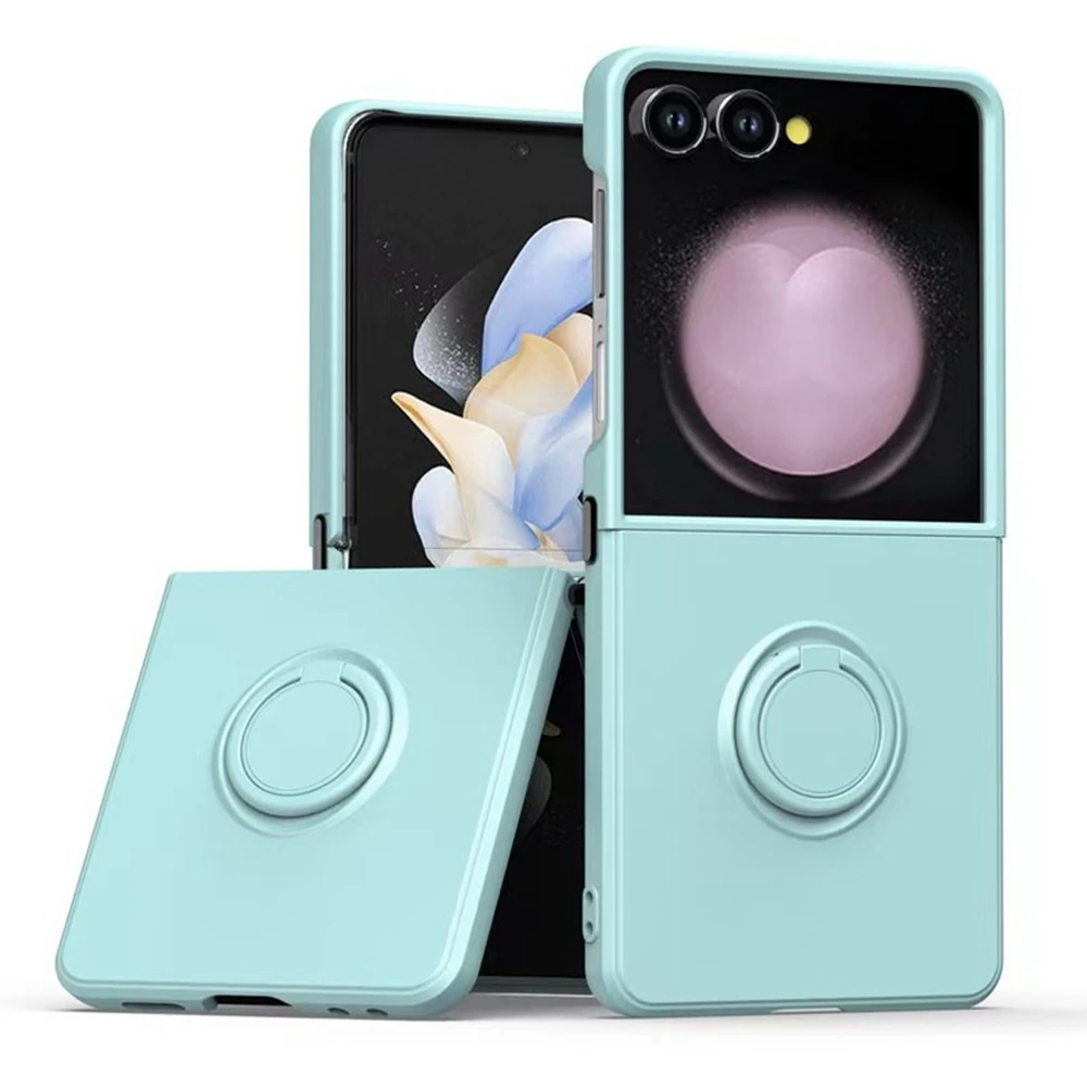 (verde Claro, Galaxy Z Flip5) Capa De Celular Elegante Em Silicone Fosco, Resistente A Impactos, Com Suporte Magnético Para Carro.