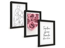Pinturas Murais Modernasfamília Arte Linear Buquês De Rosas Moldura Preta Fotos Para O Corredor Espelharte (3 Peças 20x30 Cm)